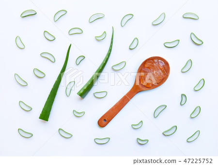 Aloe vera fresh leaves with slices 47225752