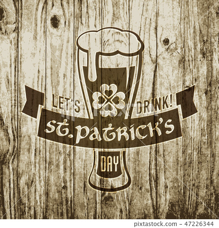 Vector St. Patrick's day logo on wood background Vector St. Patrick's day logo on wood background 47226344