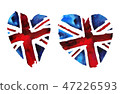 Watercolor Flag of Great Britain in the shape of a heart. 47226593