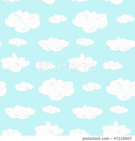Cute seamless pattern with white clouds on blue - Stock Illustration ...