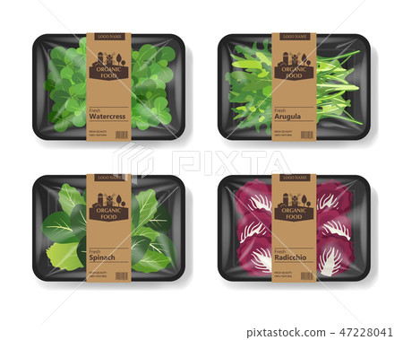 Download Salad Leaves With Plastic Tray Container With Stock Illustration 47228041 Pixta