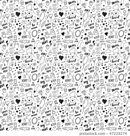 Love and Valentine Day seamless pattern vector  47228274