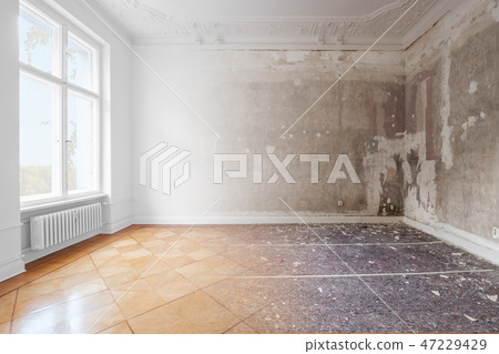 apartment room during renovation, before and after 47229429