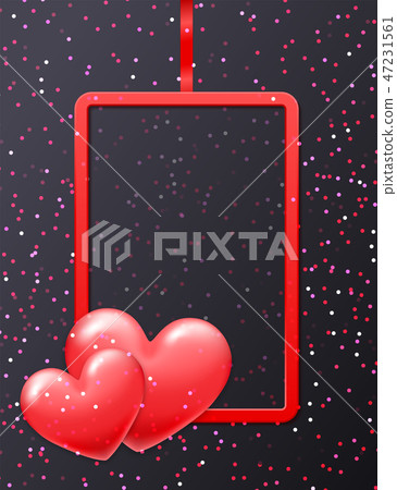 Valentine's day holiday red frame with shiny heart Valentine's day holiday red frame with shiny heart 47231561
