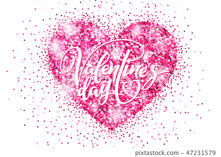 Valentine S Day Banner With Glitter Pink Heart Stock