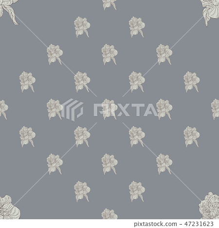 Seamless color textile pattern. Plant in blossom 47231623