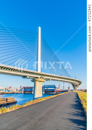 Ayase River and Metropolitan Expressway Katsushika Harp Bridge Ayase River and Metropolitan Expressway Katsushika Harp Bridge 47232941