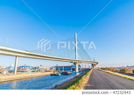 綾瀨河和大都會高速公路葛飾豎琴橋 綾瀨河和大都會高速公路葛飾豎琴橋 47232943