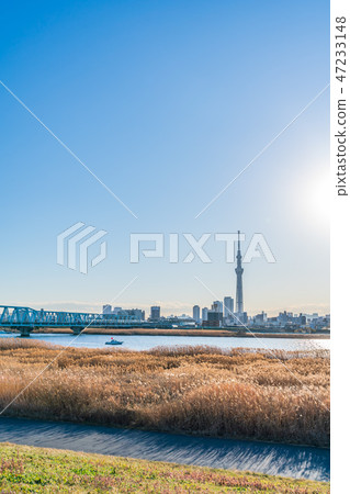 Arakawa Riverbed Cityscape from Katsushika Yotsugi 47233148