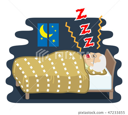 Senior Man Sleeping Snoring-Sleep Problems 47233855