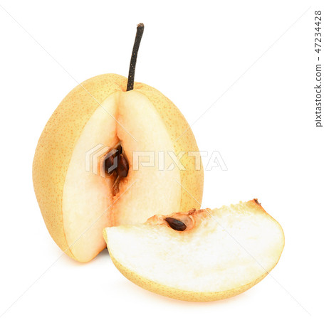 whole and slices of chinese pear isolated on white whole and slices of chinese pear isolated on white 47234428