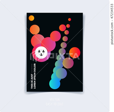 Brochure with abstract design cover, party flyer in A4 with colourful geometric shapes for club, Brochure with abstract design cover, party flyer in A4 with colourful geometric shapes for club, 47234533