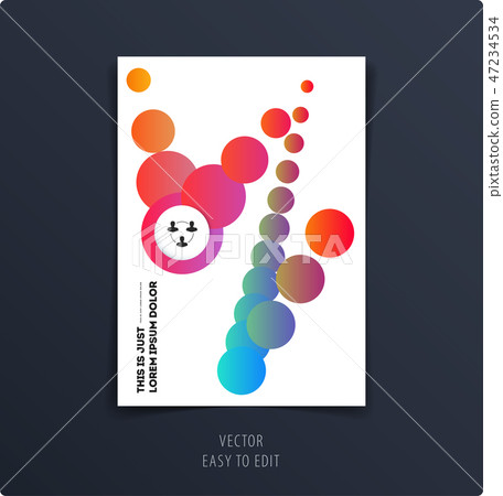 Abstract design brochure cover, creative flyer in A4 with colourful geometric shapes for branding, 47234534