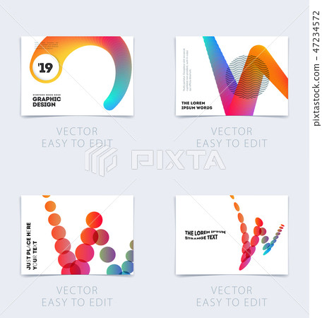 Design of brochure soft template cover. Colourful modern abstract set, annual report with shapes for 47234572