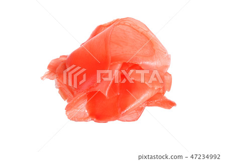 Pickled sliced ginger isolated on white background 47234992