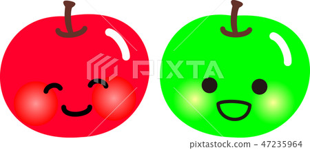 兩個紅蘋果藍色蘋果字符微笑 47235964