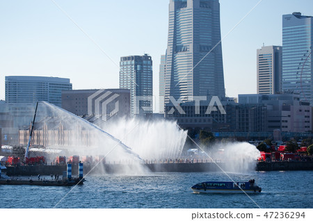 Firefighting first ceremony simultaneous water discharge 47236294