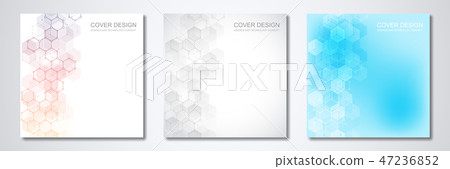 Square template for cover or brochure, with geometric abstract background of molecular structures Square template for cover or brochure, with geometric abstract background of molecular structures 47236852