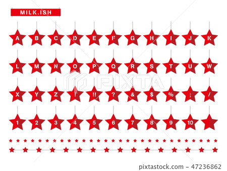 MILKFED. Alphabets and Numbers of Starry Stars Red 47236862