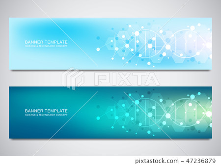 Banners and headers for site with DNA strand and molecular structure. Genetic engineering or Banners and headers for site with DNA strand and molecular structure. Genetic engineering or 47236879