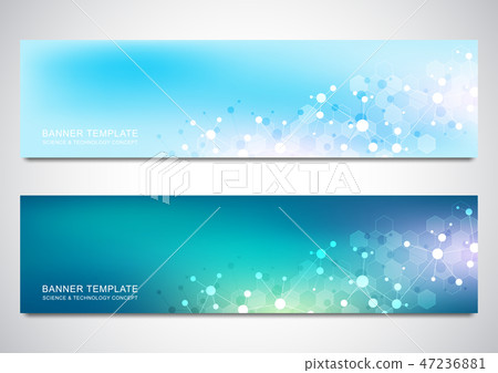 Banners and headers for site with molecules background and neural network. Genetic engineering or Banners and headers for site with molecules background and neural network. Genetic engineering or 47236881