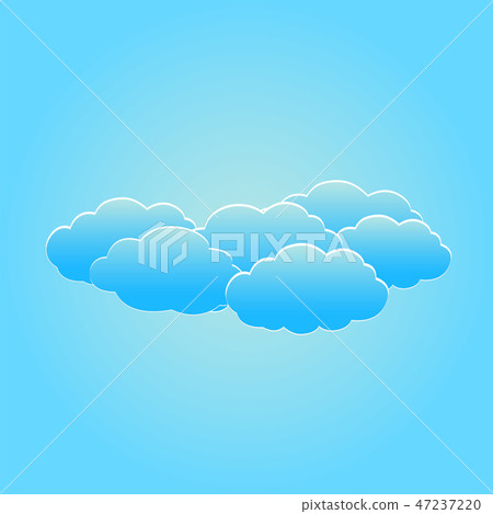 Set of fluffy white clouds on the light blue sky 47237220