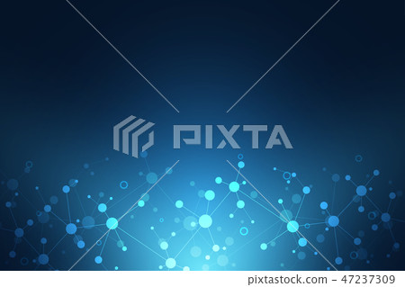 Abstract geometric texture with molecular structures and neural network. Molecules DNA and genetic Abstract geometric texture with molecular structures and neural network. Molecules DNA and genetic 47237309