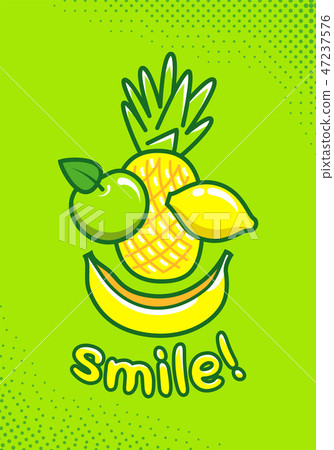 Cute poster with fruit and an inscription smile Cute poster with fruit and an inscription smile 47237576