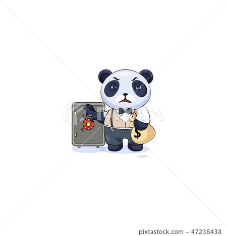 panda in business suit open safe to hide money 47238438