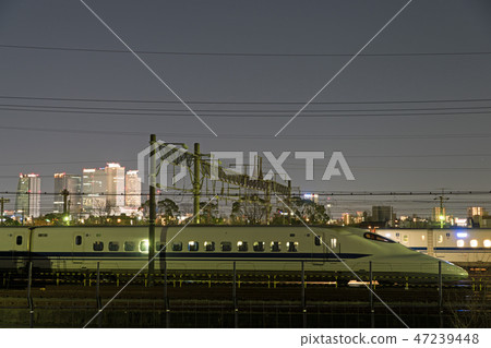 Night view of Nagoya Station Building and 700 series Shinkansen 47239448