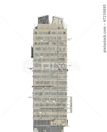 Slum futuristic building isolated on white background 3d illustration 47239895