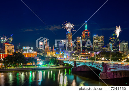 new year firework show in melbourne, australia 47241560