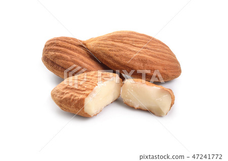 Shelled apricot kernel, close up isolated Shelled apricot kernel, close up isolated 47241772