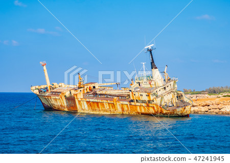 Rusty ship wreck EDRO III in Paphos, Cyprus Rusty ship wreck EDRO III in Paphos, Cyprus 47241945