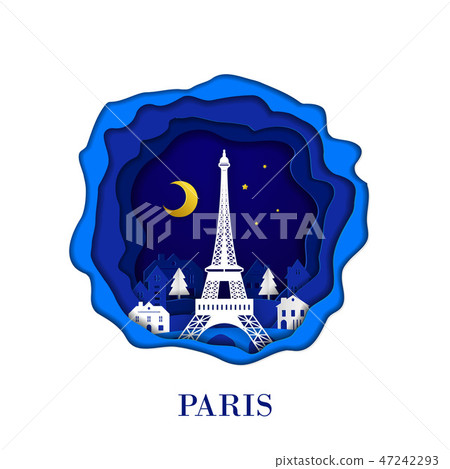 PARIS city of France in digital craft paper art 47242293