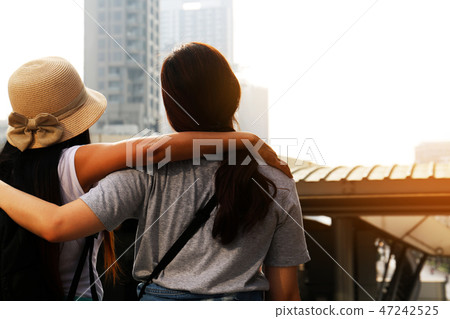 Beautiful two women traveling in the capital city. Beautiful two women traveling in the capital city. 47242525