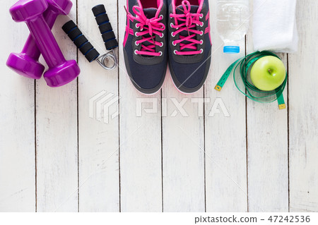 Fitness healthy concept,sneakers,apple,water Fitness healthy concept,sneakers,apple,water 47242536