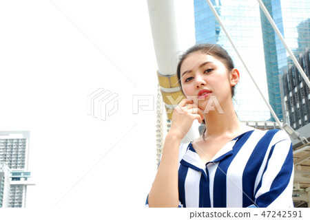 Beautiful women smile portrait and sunlight. Beautiful women smile portrait and sunlight. 47242591