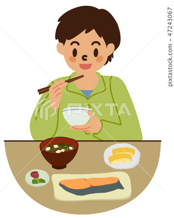 吃膳食的日本男孩 吃膳食的日本男孩 47243067
