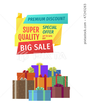 Big Sale Sellout Promo Poster with Present Boxes Big Sale Sellout Promo Poster with Present Boxes 47243263
