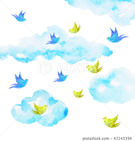 free birds flying pattern minimal watercolor paint 47243394