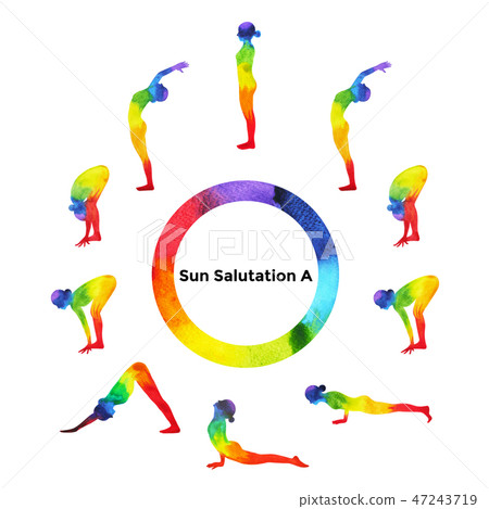 sun salutation A, surya namaskar A sequence, paint sun salutation A, surya namaskar A sequence, paint 47243719