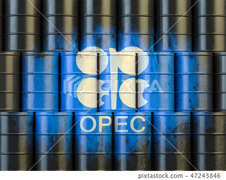 Oil barrels with OPEC siymbol. 47243846