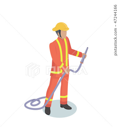 Fire-fighter Male Realistic Isometric Model Form 47244166