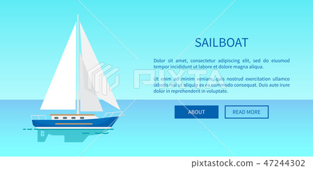 Yacht Sailboat with White Canvas on Water Surface Yacht Sailboat with White Canvas on Water Surface 47244302