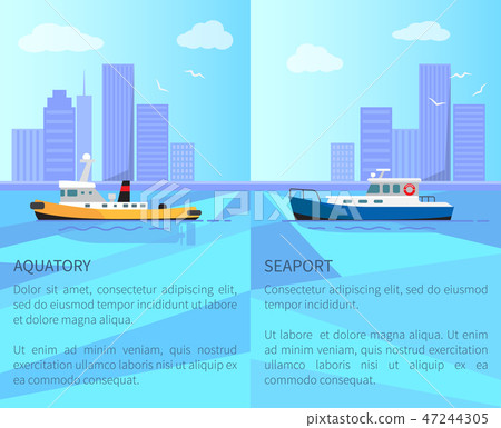 Aquatory and Seaport Promo Posters with Vessels Aquatory and Seaport Promo Posters with Vessels 47244305
