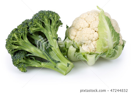 Cauliflower and broccoli on white background Cauliflower and broccoli on white background 47244832