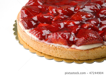 Strawberry tart on white background Strawberry tart on white background 47244904
