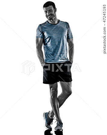 man runner jogger standing isolated shadows man runner jogger standing isolated shadows 47245193