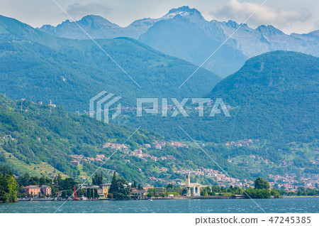 Lake Como shore from ship view Lake Como shore from ship view 47245385
